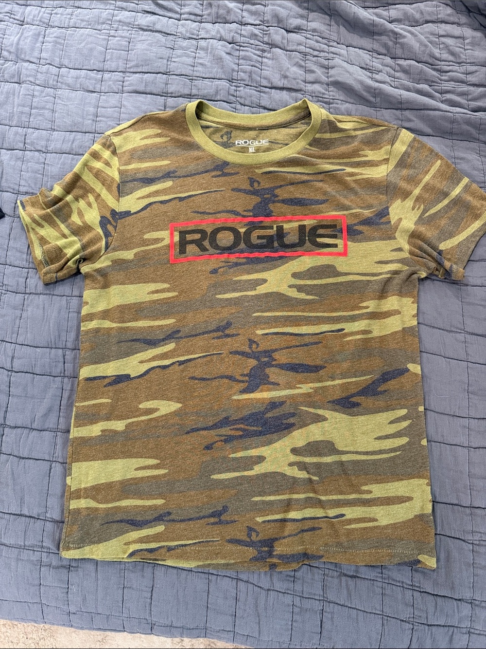 Rogue Camo Logo T-Shirt in Olive, Brown and Navy